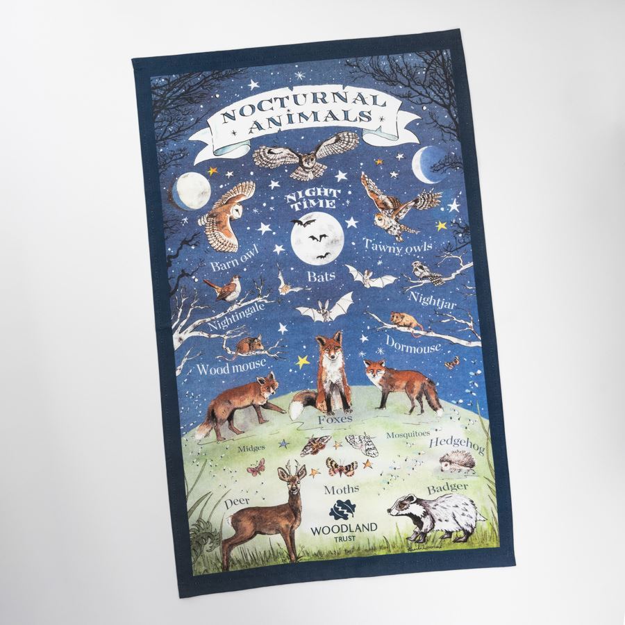 Woodland Trust tea towel - nocturnal creatures